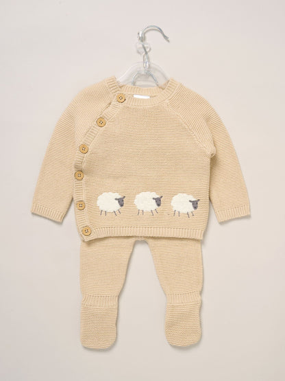 Rock-A-Bye Baby Boutique Brown True Knit Elephant Cardigan And Footed Trousers Outfit Set image 2