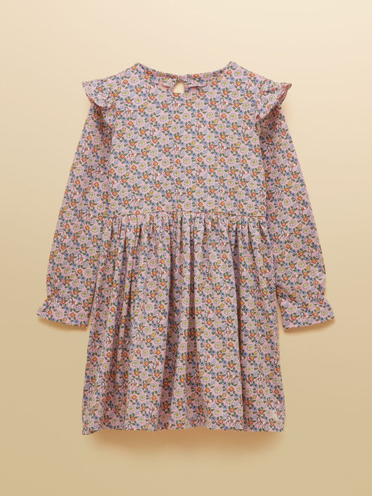 Joules Pink Girls' Horse Ditsy Long Sleeve Jersey Dress - image 1