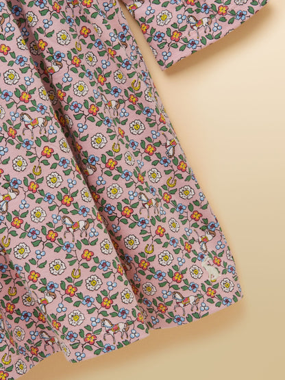 Joules Pink Girls' Horse Ditsy Long Sleeve Jersey Dress - image 4