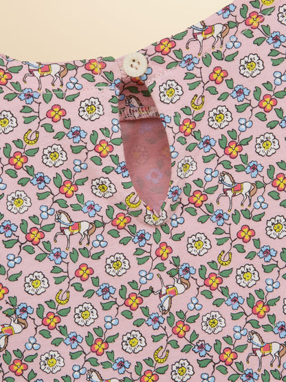 Joules Pink Girls' Horse Ditsy Long Sleeve Jersey Dress - image 5