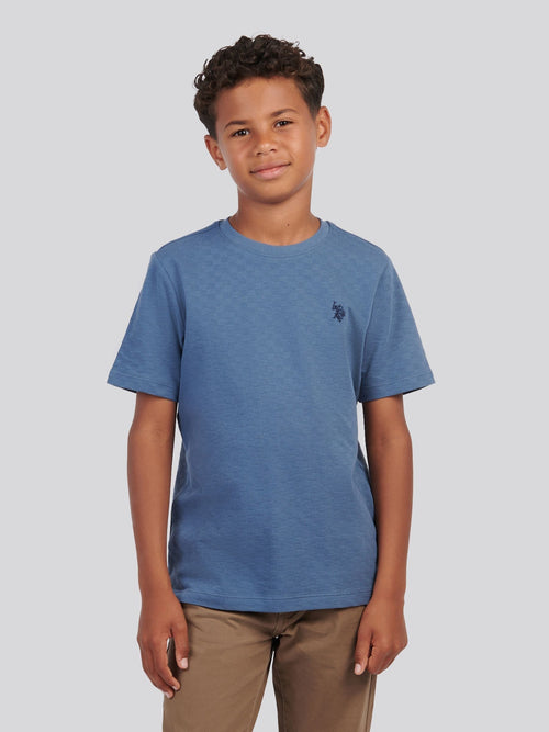 U.S. Polo Assn Blue Boys Check Texture T-Shirt image 1