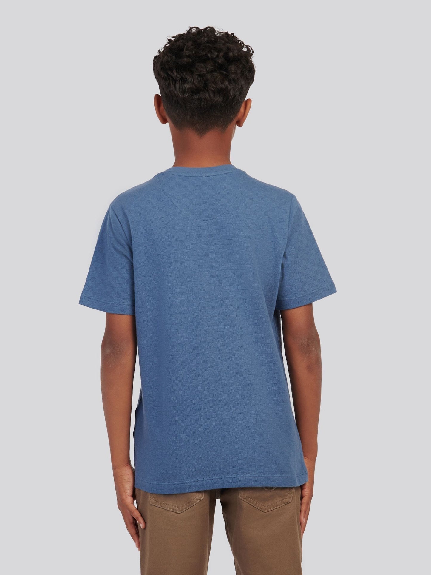 U.S. Polo Assn Blue Boys Check Texture T-Shirt image 4