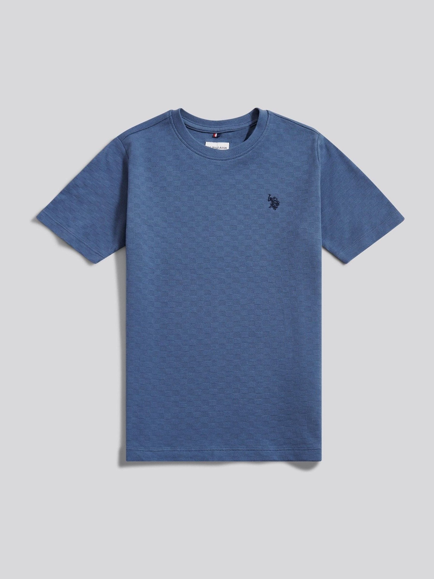 U.S. Polo Assn Blue Boys Check Texture T-Shirt image 5