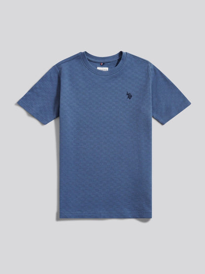 U.S. Polo Assn Blue Boys Check Texture T-Shirt image 5