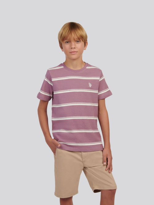 U.S. Polo Assn Purple Boys Terry Stripe T-Shirt image 1