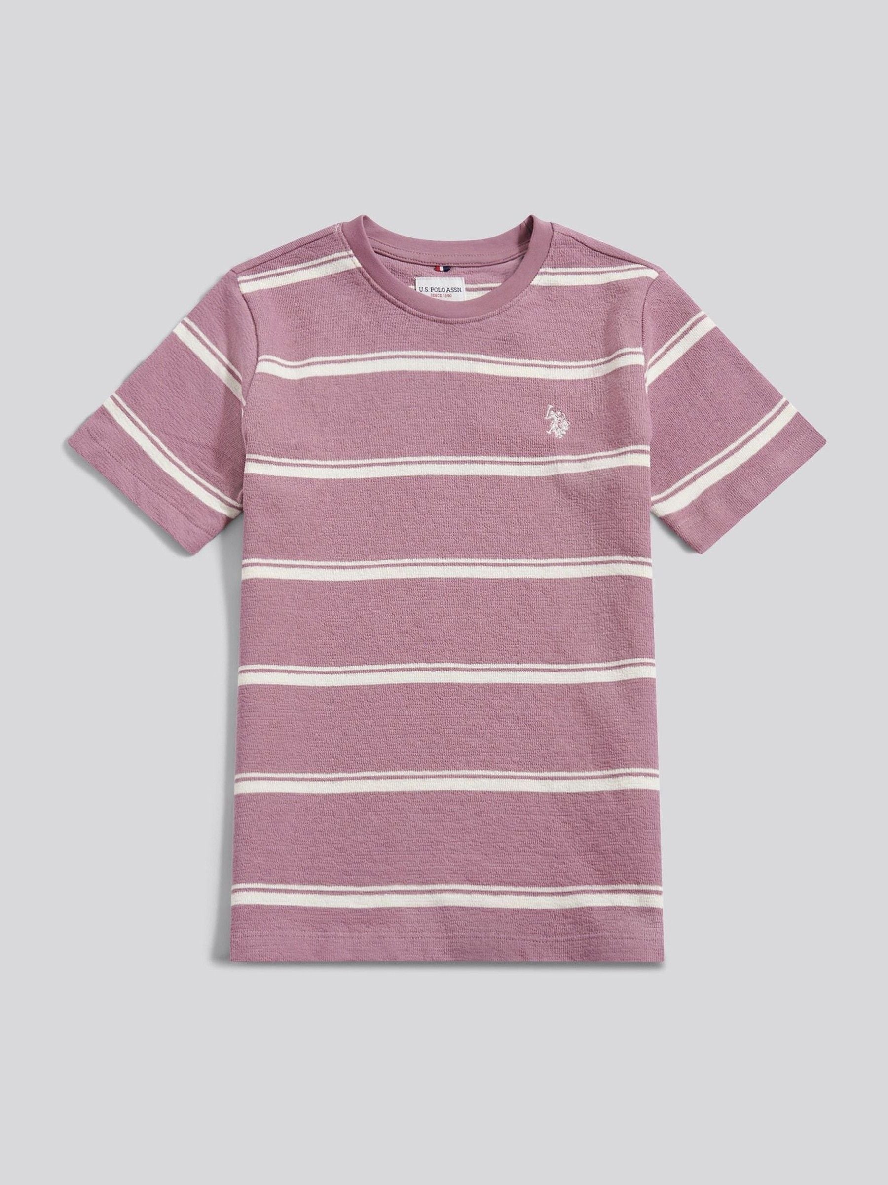 U.S. Polo Assn Purple Boys Terry Stripe T-Shirt image 5