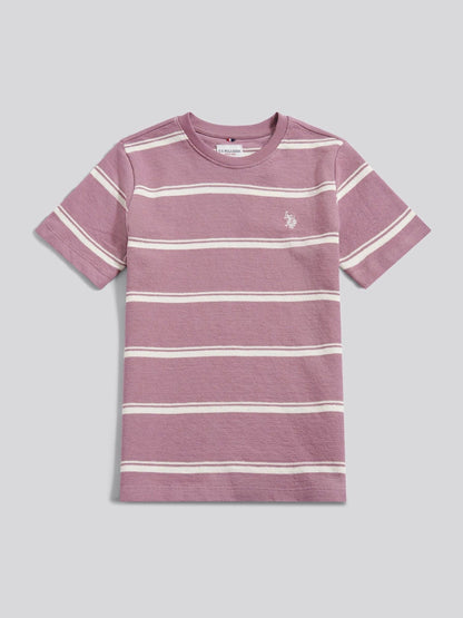 U.S. Polo Assn Purple Boys Terry Stripe T-Shirt image 5