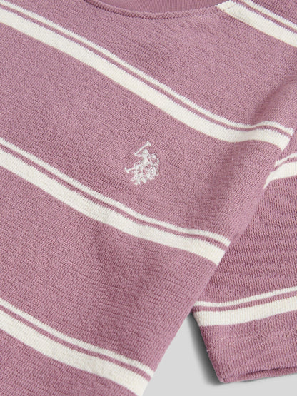 U.S. Polo Assn Purple Boys Terry Stripe T-Shirt image 7