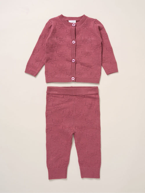 Rock-A-Bye Baby Boutique Pink Baby Knit Cardigan And Leggings Set image 1