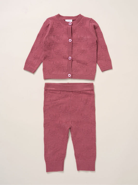 Rock-A-Bye Baby Boutique Pink Baby Knit Cardigan And Leggings Set image 1