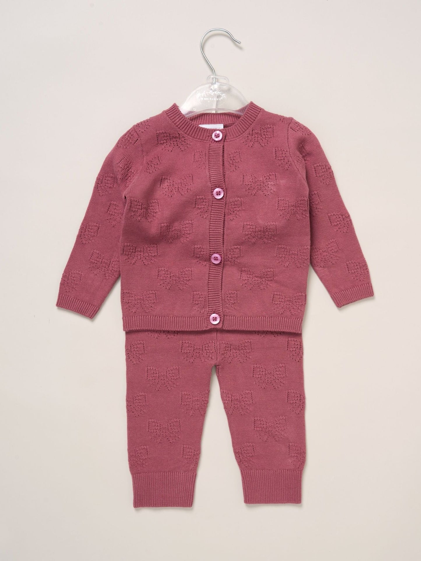 Rock-A-Bye Baby Boutique Pink Baby Knit Cardigan And Leggings Set image 2