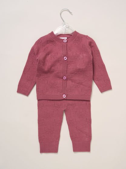 Rock-A-Bye Baby Boutique Pink Baby Knit Cardigan And Leggings Set image 2
