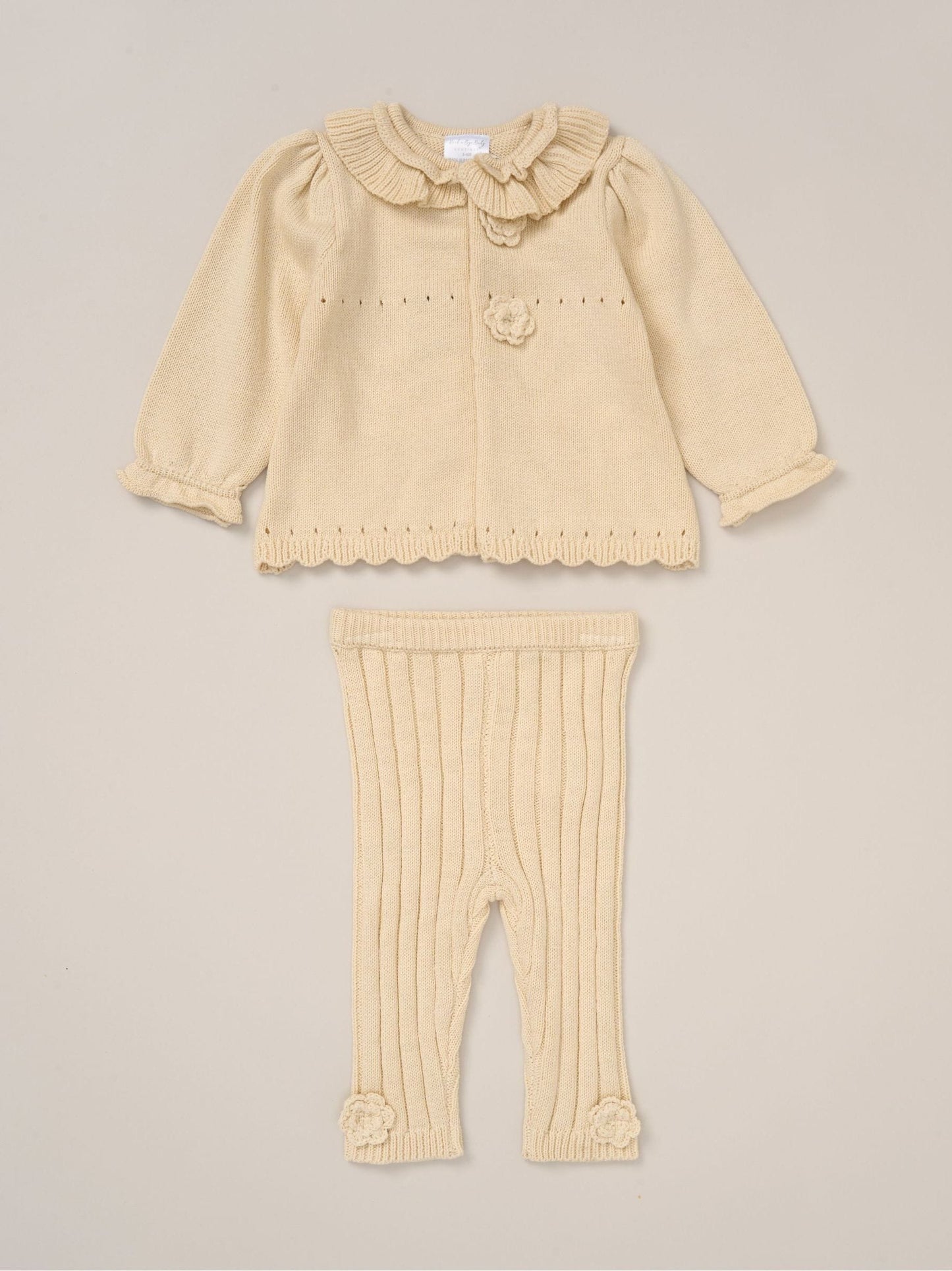 Rock-A-Bye Baby Boutique White Baby Knit Cardigan And Leggings Set image 1