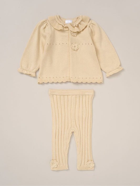 Rock-A-Bye Baby Boutique White Baby Knit Cardigan And Leggings Set image 1