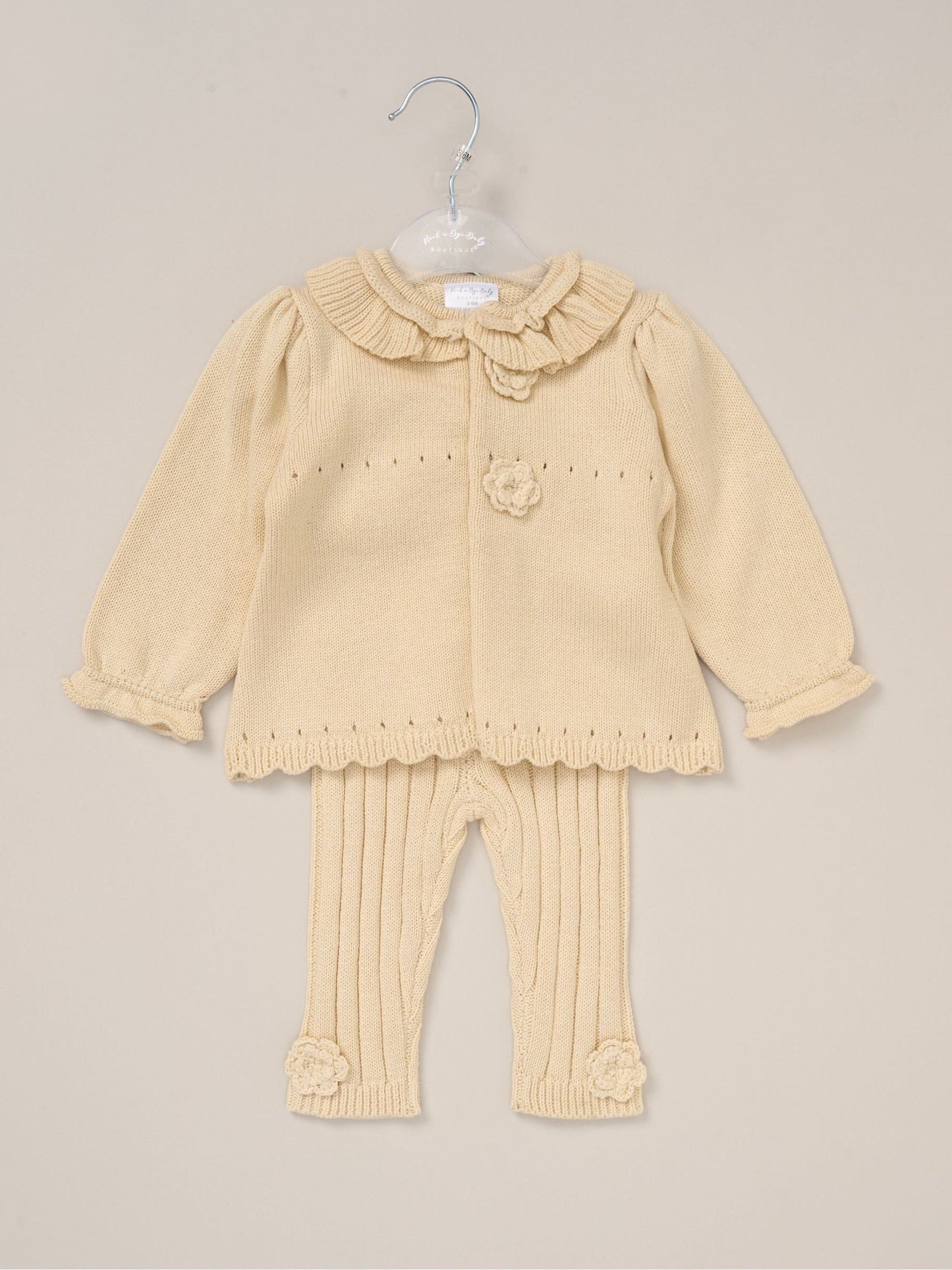 Rock-A-Bye Baby Boutique White Baby Knit Cardigan And Leggings Set image 2