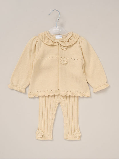Rock-A-Bye Baby Boutique White Baby Knit Cardigan And Leggings Set image 2
