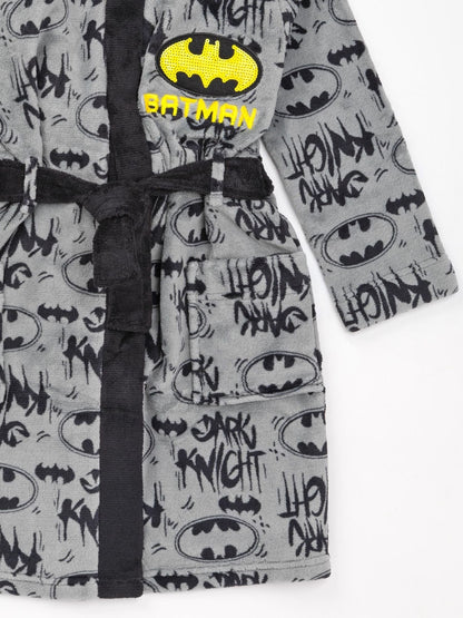 Dsiney Kidz - Vanilla Underground Grey DC Comics Batman All-Over Print Hooded Bathrobe image 3