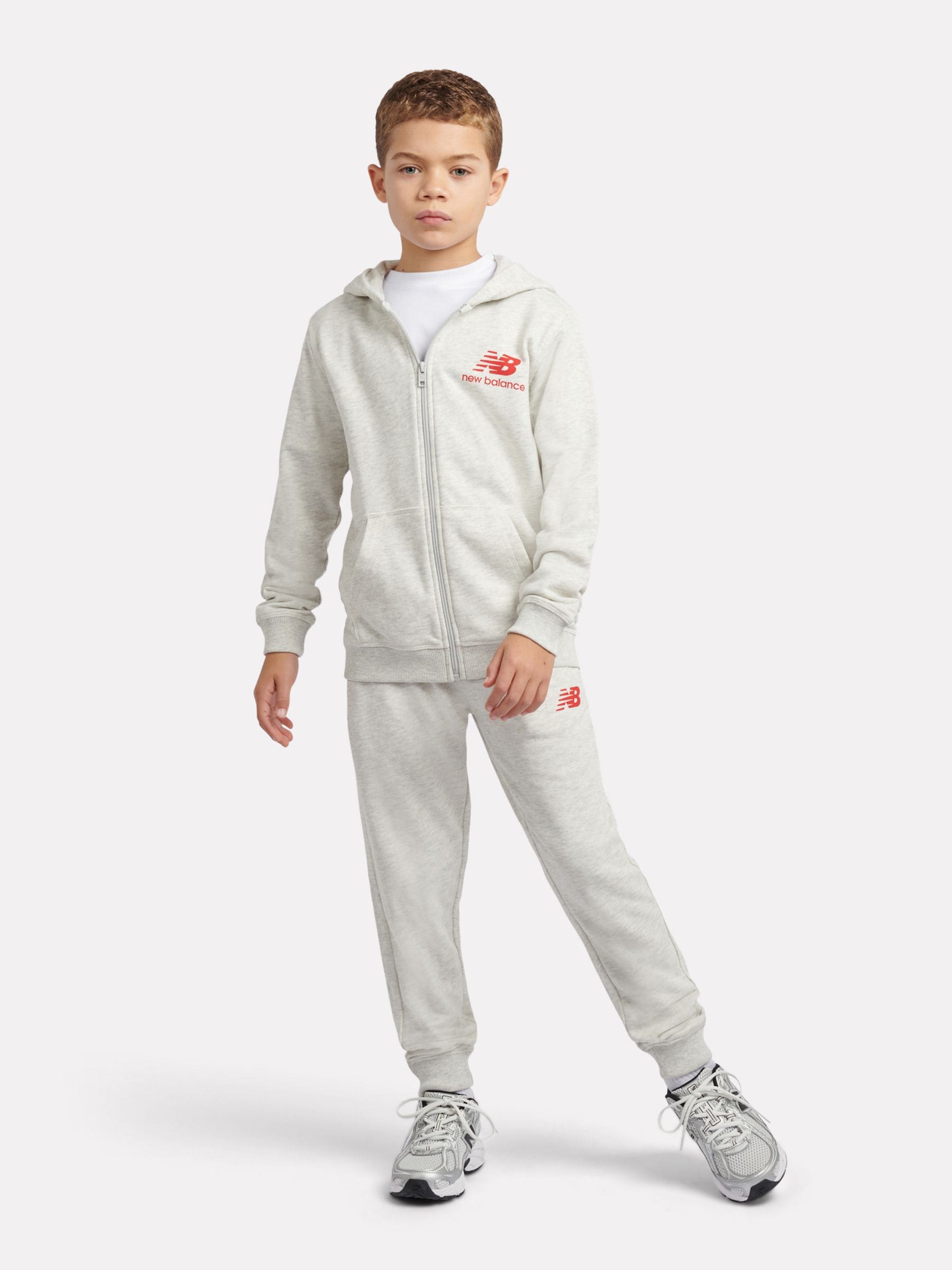 Dsiney Kidz - New Balance Grey French Terry Stacked Logo Zip Thru Hoodie & Joggers Set image 1