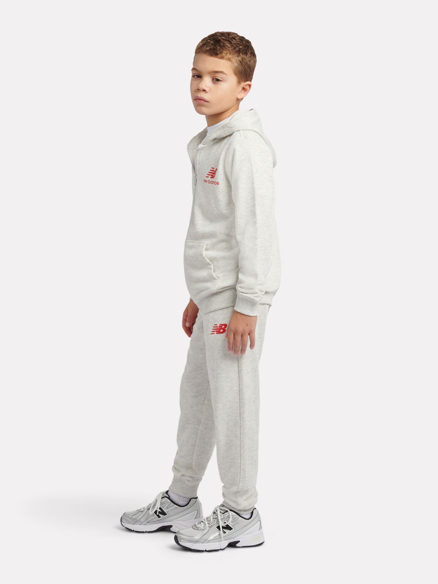 Dsiney Kidz - New Balance Grey French Terry Stacked Logo Zip Thru Hoodie & Joggers Set image 2