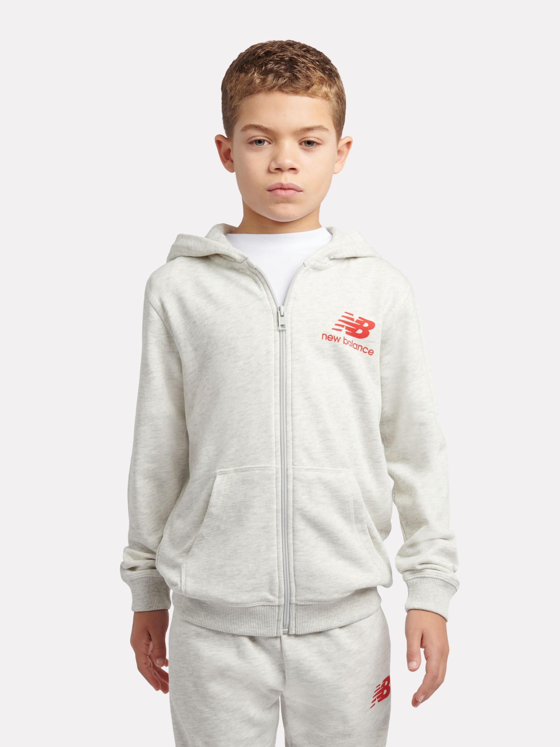 Dsiney Kidz - New Balance Grey French Terry Stacked Logo Zip Thru Hoodie & Joggers Set image 4