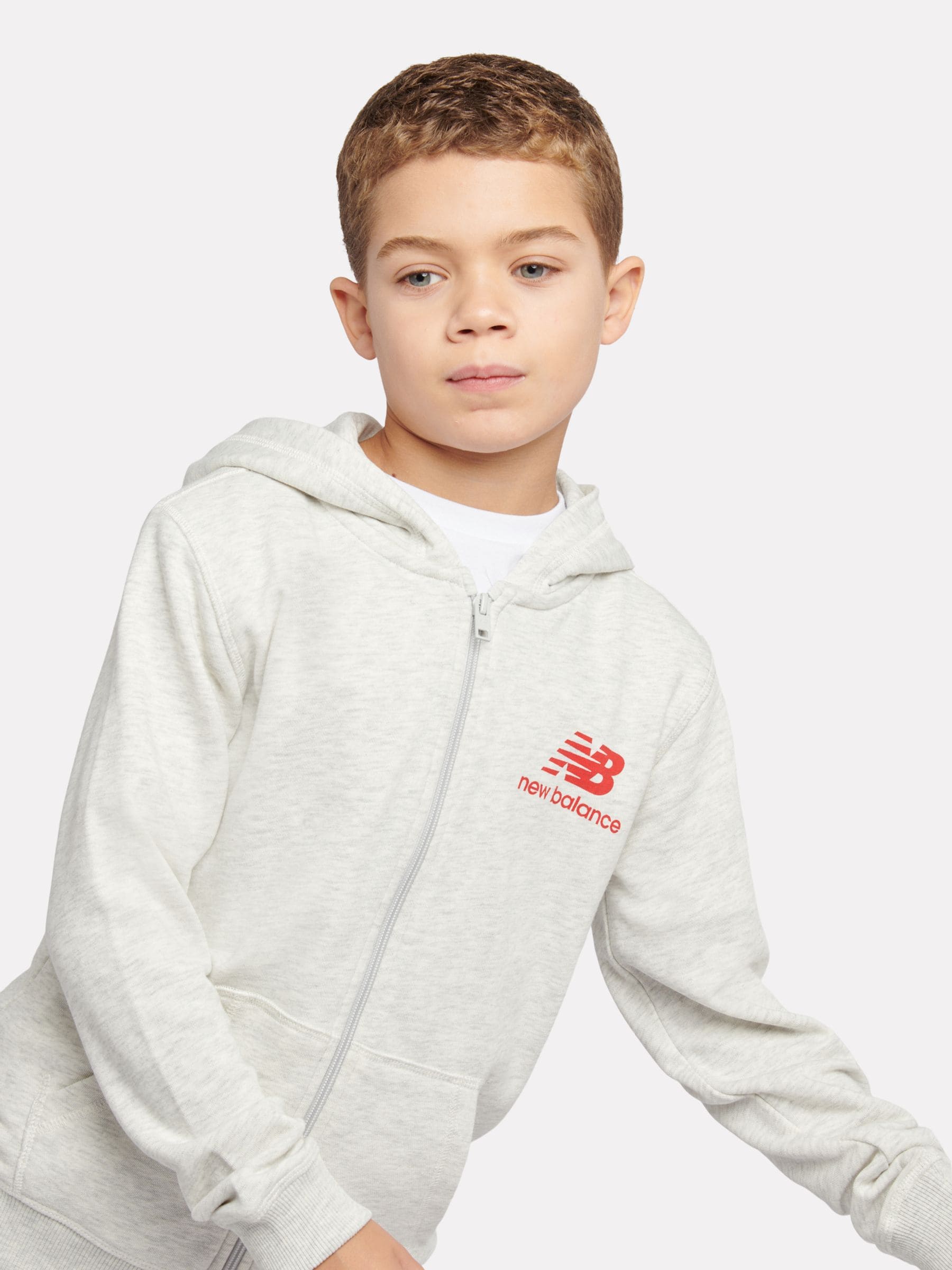 Dsiney Kidz - New Balance Grey French Terry Stacked Logo Zip Thru Hoodie & Joggers Set image 6