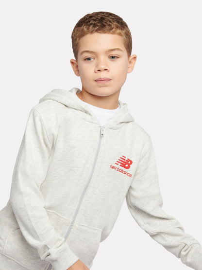 Dsiney Kidz - New Balance Grey French Terry Stacked Logo Zip Thru Hoodie & Joggers Set image 6