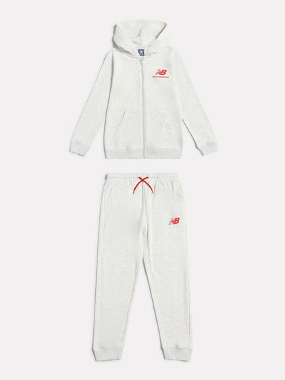 Dsiney Kidz - New Balance Grey French Terry Stacked Logo Zip Thru Hoodie & Joggers Set image 7