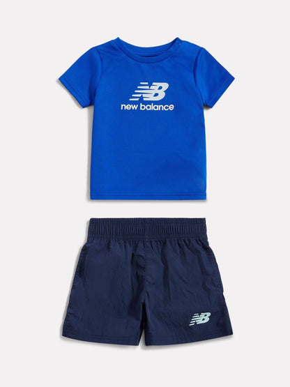 New Balance Blue Contrast Athletic T-Shirt & Shorts Set image 1