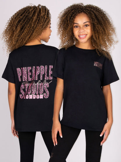 Dsiney Kidz - Pineapple Black Girls Leopard Print Dance T-Shirt image 1