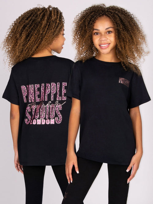 Dsiney Kidz - Pineapple Black Girls Leopard Print Dance T-Shirt image 1