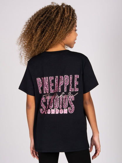 Dsiney Kidz - Pineapple Black Girls Leopard Print Dance T-Shirt image 5