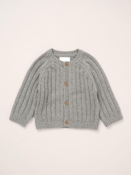Rock-A-Bye Baby Boutique Grey Cardigan With Embroidery Back Detail - image 1