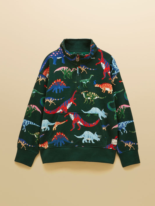 Dsiney Kidz - Joules Kids' Alfie Green Dino Quarter Zip Sweatshirt image 1