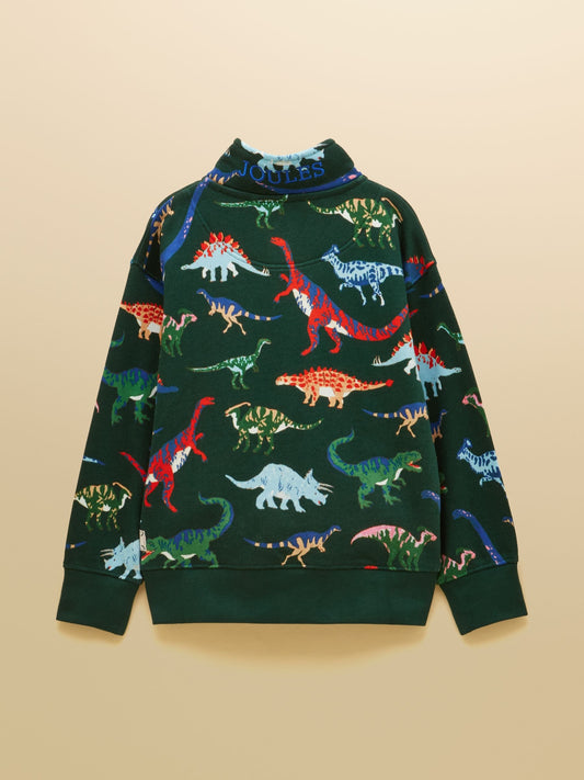 Dsiney Kidz - Joules Kids' Alfie Green Dino Quarter Zip Sweatshirt image 2