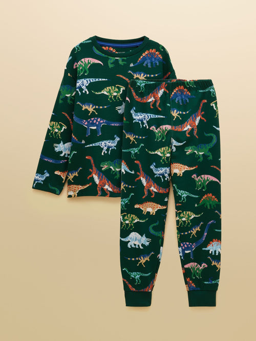 Dsiney Kidz - Joules Boys' Kipwell Green Dino Long Sleeve Pyjama Set image 1