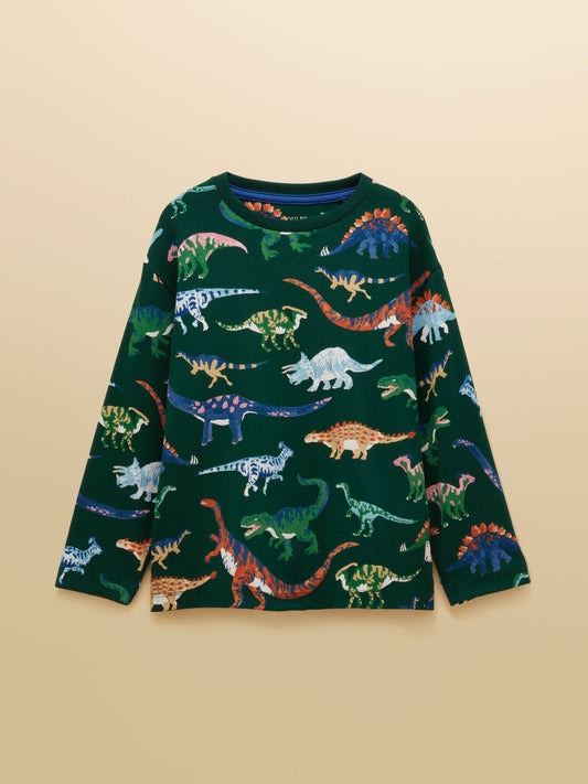Dsiney Kidz - Joules Boys' Kipwell Green Dino Long Sleeve Pyjama Set image 2