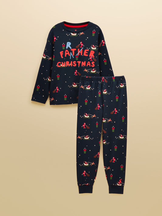 Joules Boys' Kipwell Navy Blue Long Sleeve Pyjama Set - image 1