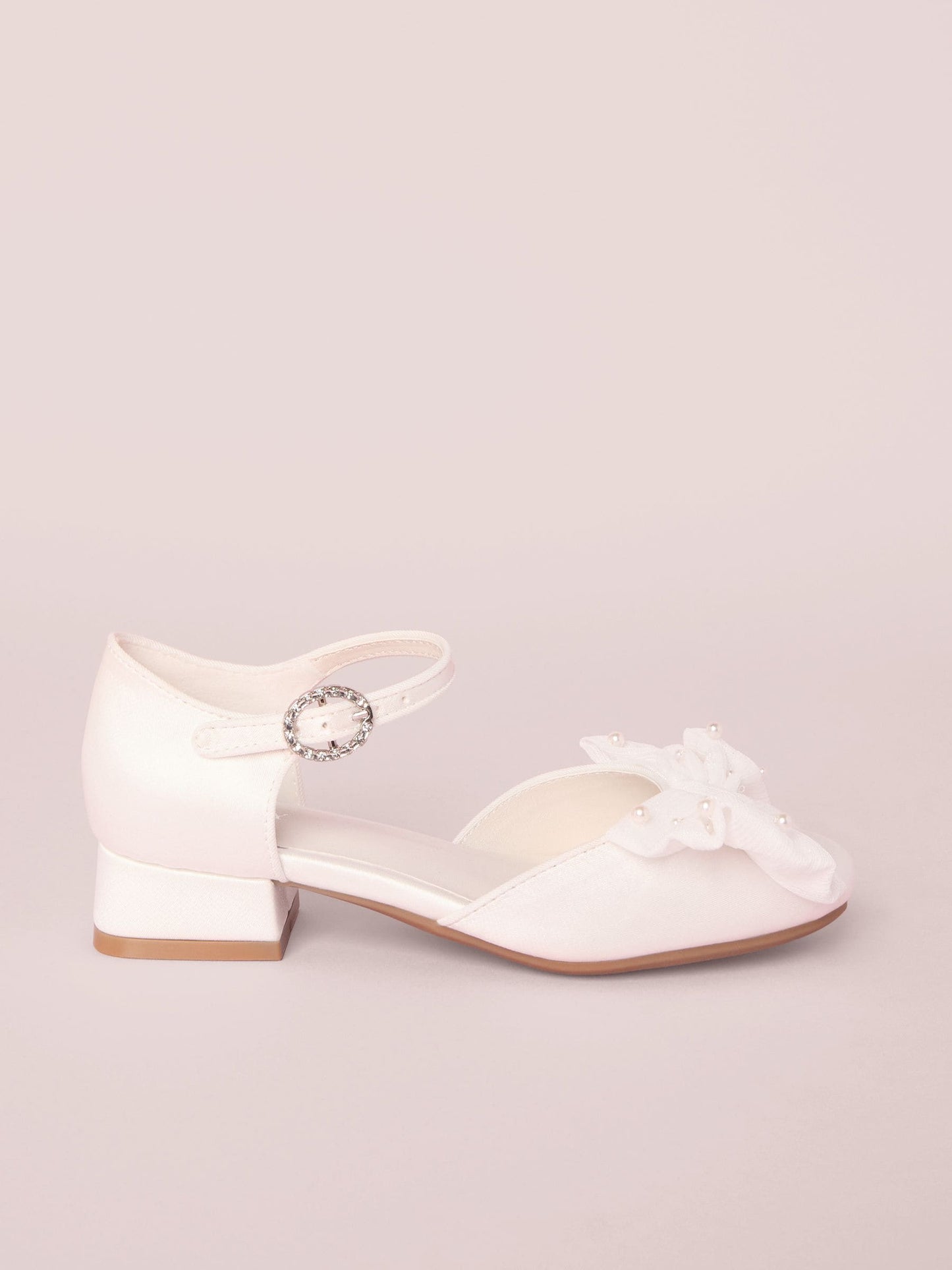 Lipsy White Wide Fit (G) Low Block Heel Pearl Bow Occasion Flower Heeled Sandals image 2