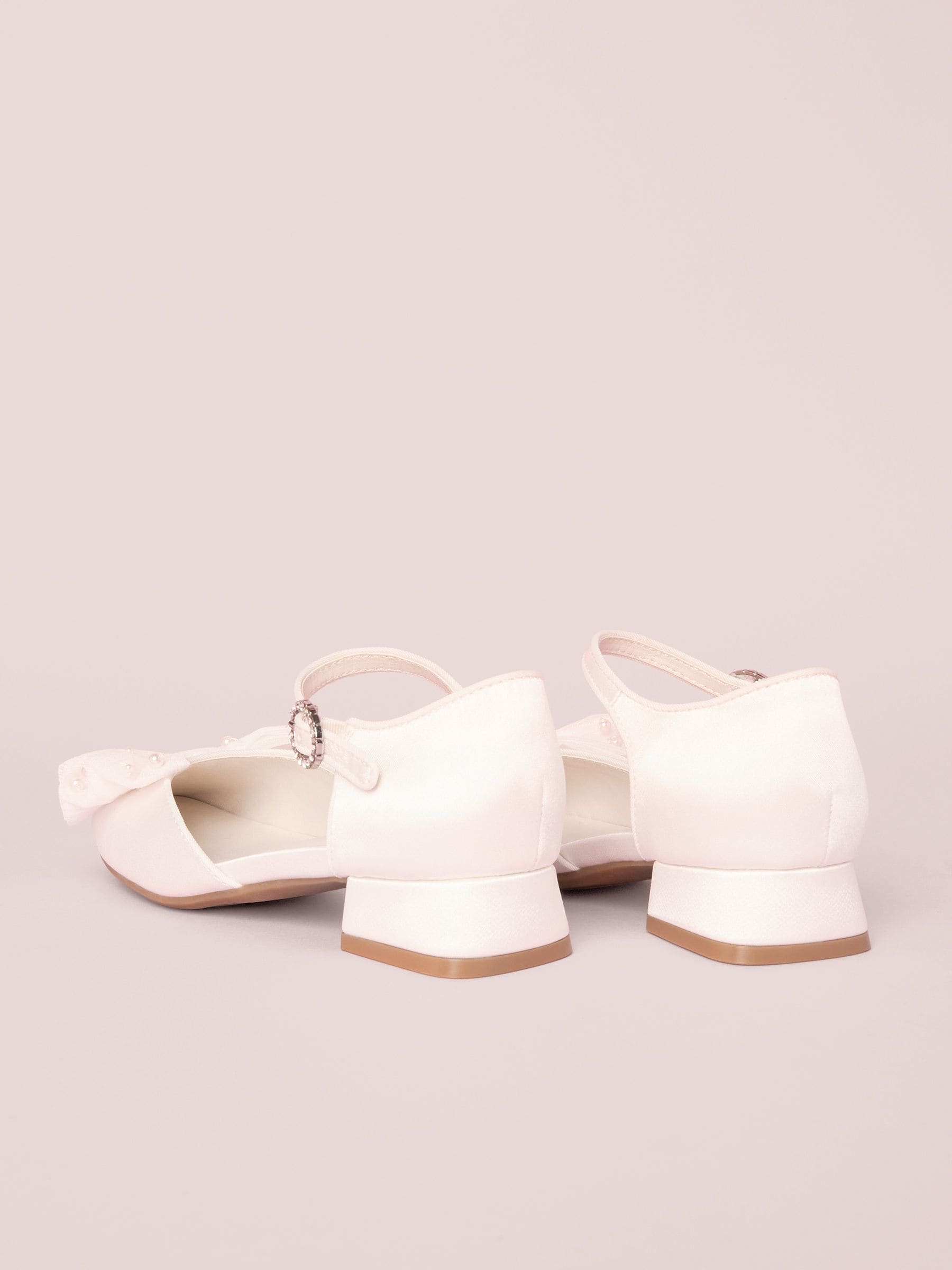 Lipsy White Wide Fit (G) Low Block Heel Pearl Bow Occasion Flower Heeled Sandals image 4