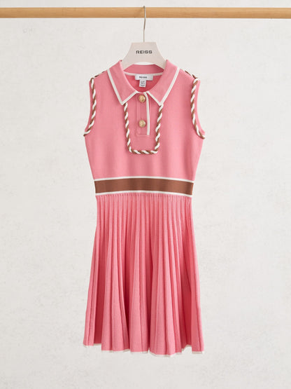 Reiss Coral Niamh 3-9 yrs Piped Sleeveless Knitted Dress image 1