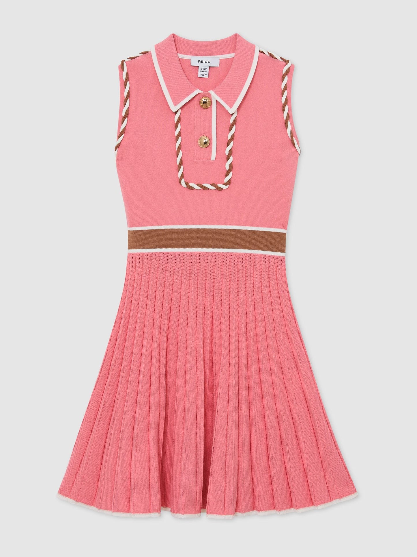 Reiss Coral Niamh 3-9 yrs Piped Sleeveless Knitted Dress image 2