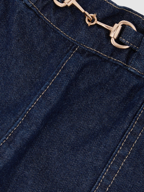 Reiss Indigo Penelope 9-13 yrs Horsebit-Detail Denim Shorts image 1