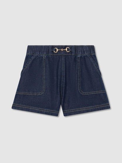 Dsiney Kidz - Reiss Indigo Penelope 9-13 yrs Horsebit-Detail Denim Shorts image 2