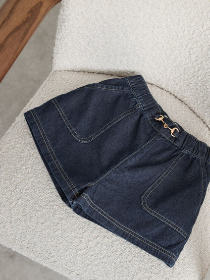 Dsiney Kidz - Reiss Indigo Penelope 9-13 yrs Horsebit-Detail Denim Shorts image 3