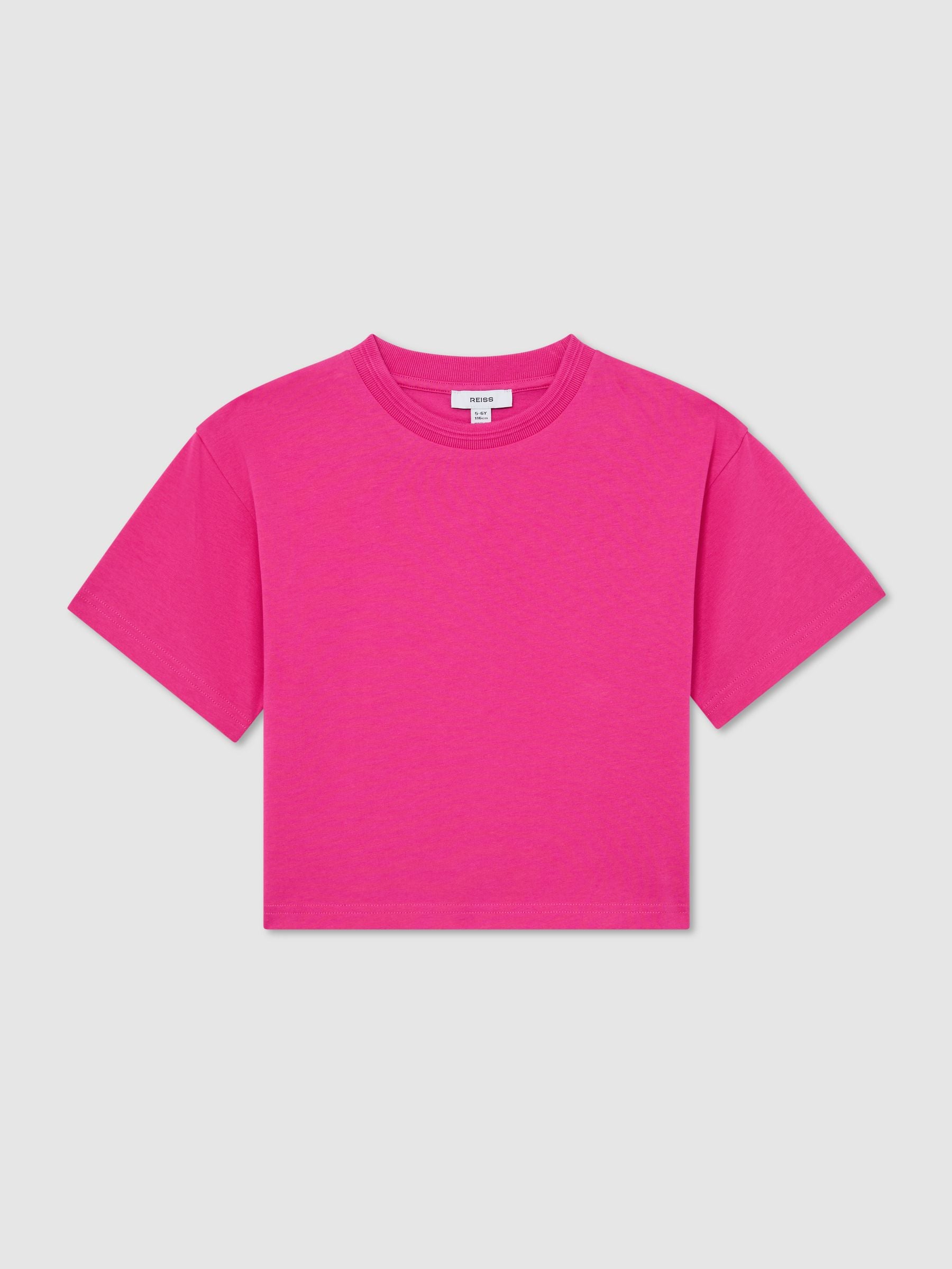 Reiss Pink Bonnie 3-9 yrs Cotton Ribbed-Neck Oversized T-Shirt image 2