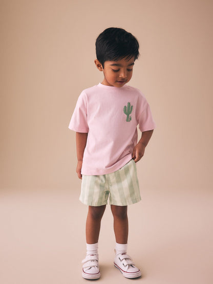 Dsiney Kidz - Light Pink/Mint Stripe Short Sleeve T-Shirt & Shorts Set (3mths-7yrs) image 1