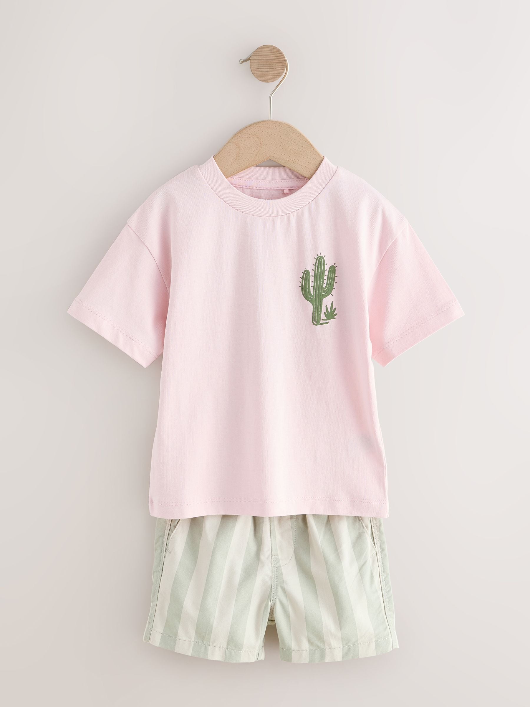 Dsiney Kidz - Light Pink/Mint Stripe Short Sleeve T-Shirt & Shorts Set (3mths-7yrs) image 5