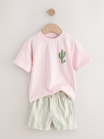 Dsiney Kidz - Light Pink/Mint Stripe Short Sleeve T-Shirt & Shorts Set (3mths-7yrs) image 6