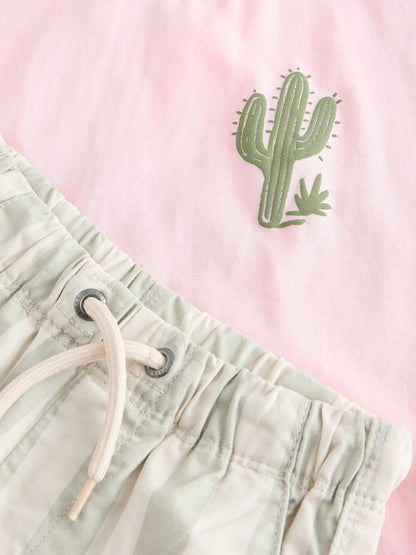 Dsiney Kidz - Light Pink/Mint Stripe Short Sleeve T-Shirt & Shorts Set (3mths-7yrs) image 9