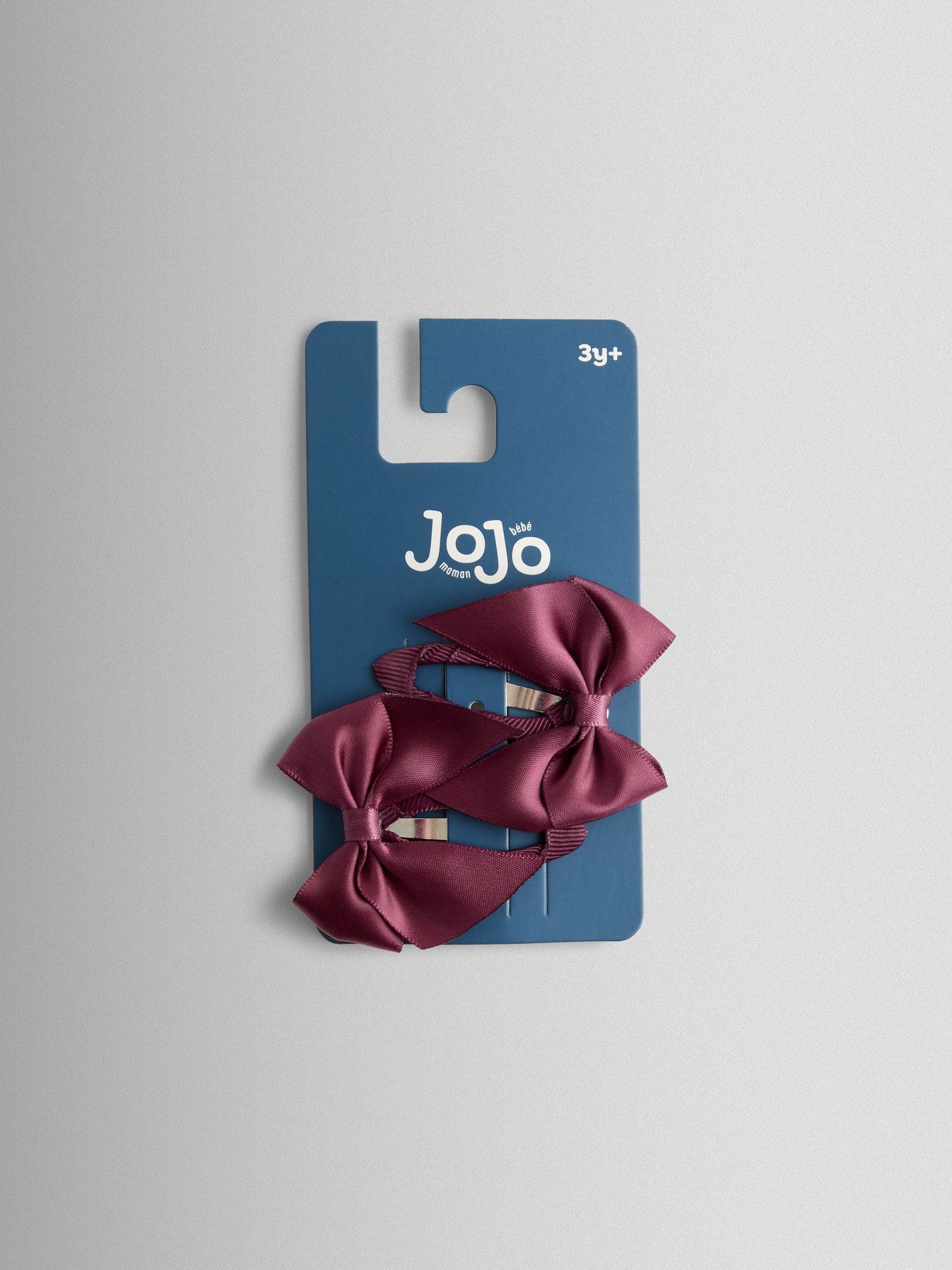 JoJo Maman Bébé Burgundy Satin Bow Clips 2 Pack image 1